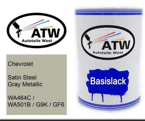 Chevrolet, Satin Steel Gray Metallic, WA464C / WA501B / G9K / GF6: 500ml Lackdose, von ATW Autoteile West.